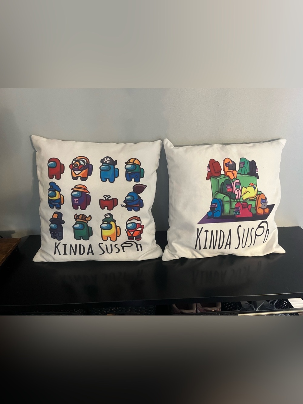 Among Us Themed Kids Pillow Cover - White - Set Of Two
